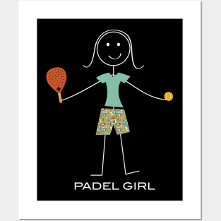 Funny Padel Girl Stick Illustration Posters and Art